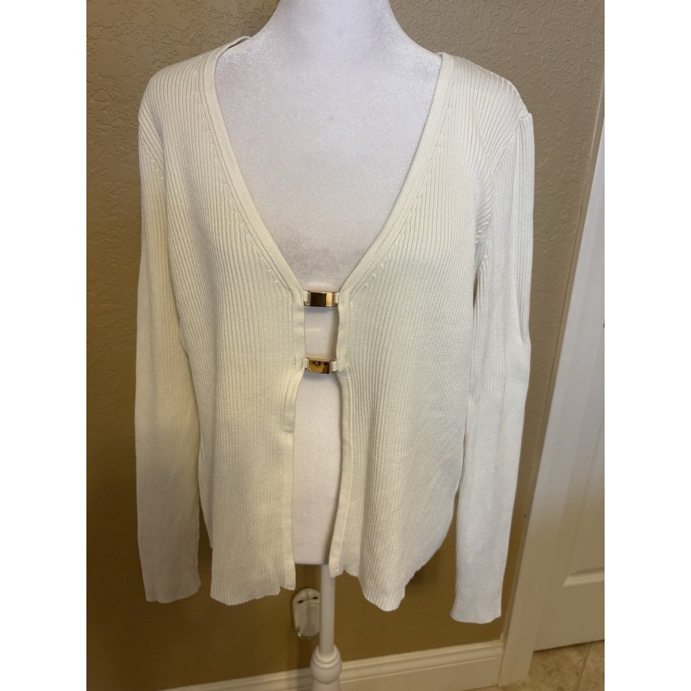Abercrombie And Fitch Women's Slim Hardware Cardigan, Ivory, Large
